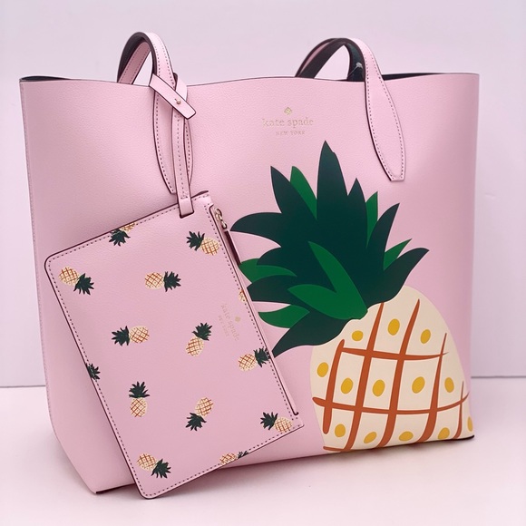Kate Spade Colada Pineapple Graphic Large Tote Bag Pink Multi NWT - Picture 8 of 13